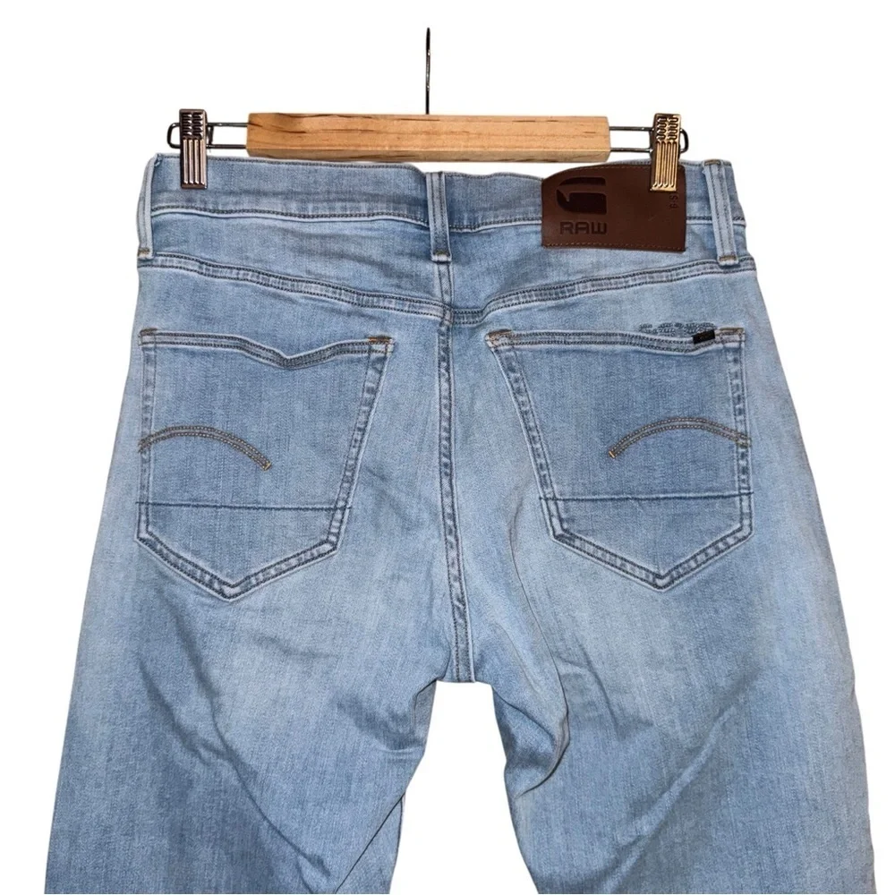 G STAR Raw 3301 Slim Light Blue Button Fly Jeans Skater Pants Size 29 X 30